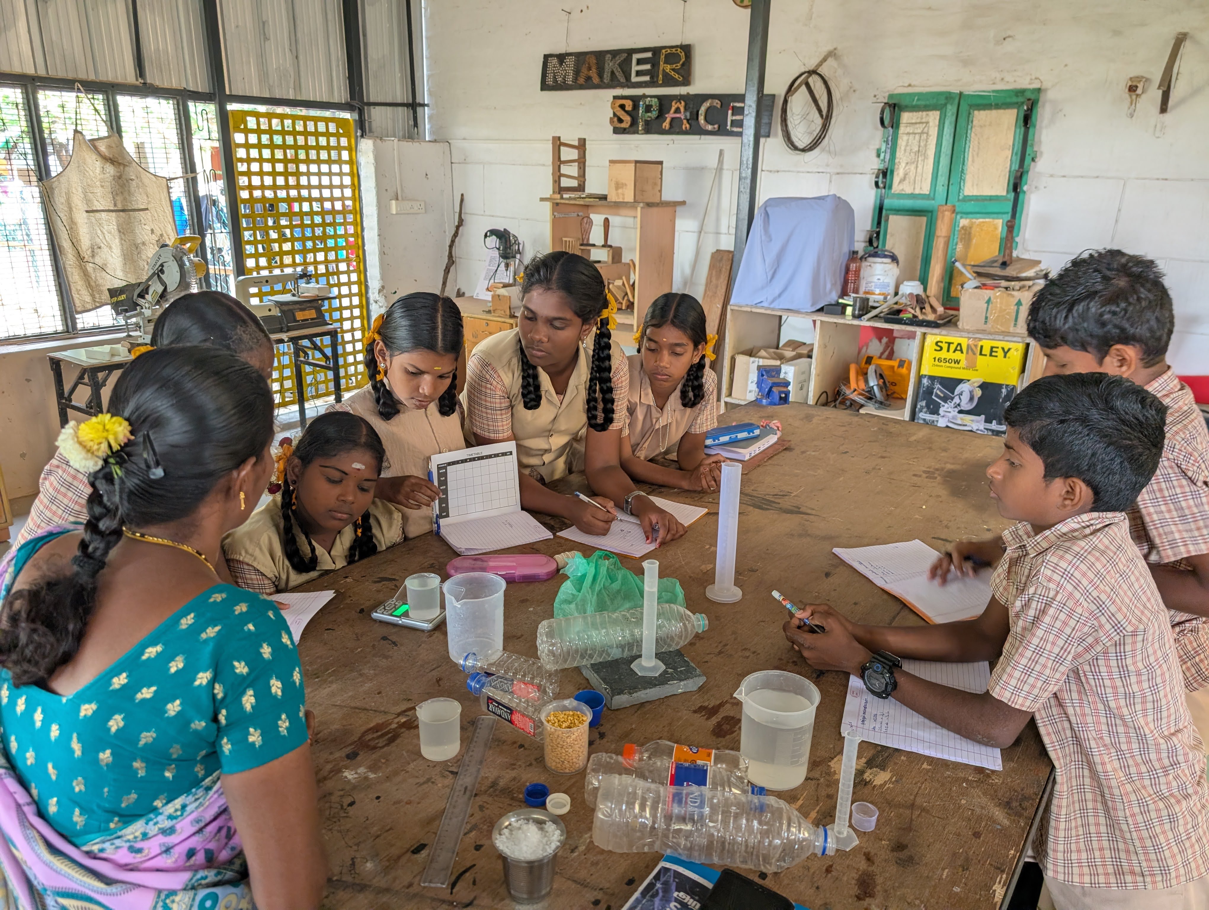 Students learning in a classroom setting
